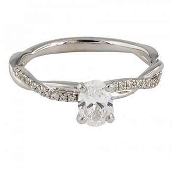 14ct White Gold Diamond Ring Size N